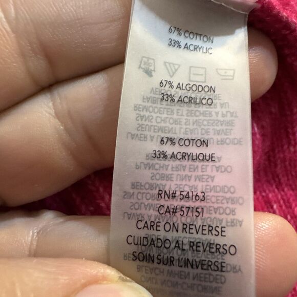 KARL LAGERFELD Pink/Black Colorblock Logo Ribbed Long Sleeve Sweater‎ Women's Lg - Picture 4 of 8